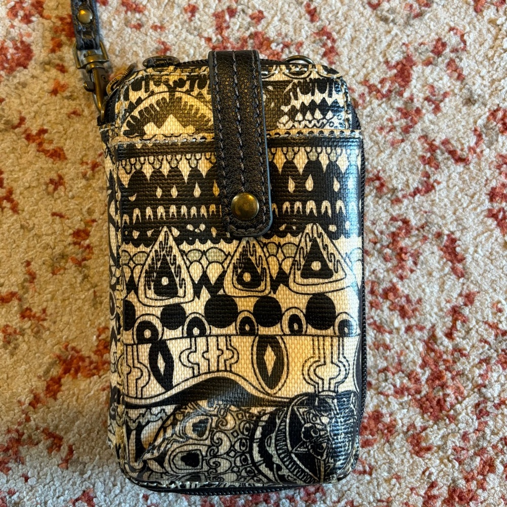 Patterned Black and White Phone Pouch/Wallet